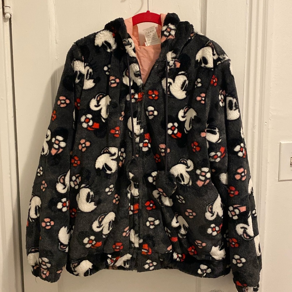 Disney Mickey Mouse faux fur hooded jacket large